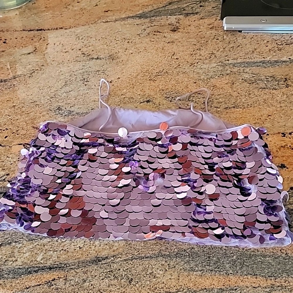 Forever 21 purple sequin rave festival top size s